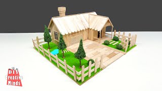 Building a Small and Beautiful House by using Popsicle Stick - garden with trees