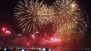 happy New Year 2019 fireworks in UAE Sharjah (United Arab Emirates)