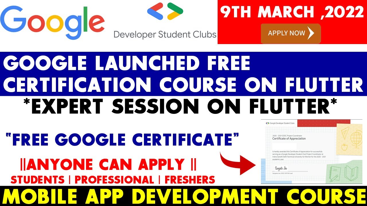 Google Free Certification Course On Flutter – Flutter Free Course ...