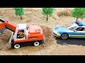 Rescue excavator trucks and cement trucks  Police car crane truck toy stories  BIBO TOYS