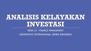 Analisis Kelayakan Investasi