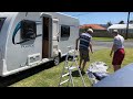 erecting a caravan awning