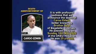 Caroo Edwin ~ Short Obituary