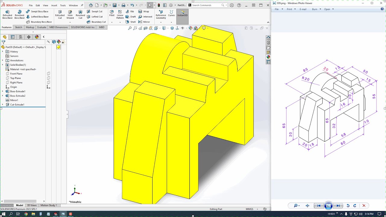 Giáo Trình SolidWorks 2023 | Thực Hành Vẽ 3D - Bài 039 - YouTube