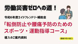 腰痛予防の窓口が提供する令和6年度エイジフレンドリー補助金「転倒防止や腰痛予防のためのスポーツ・運動指導コース」適応サービスのご案内資料