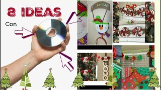 8 IDEAS con CD- Manualidades Navideñas 🎄- Recycling Christmas DIY