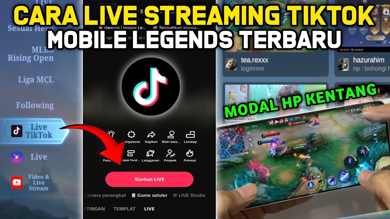Cara Live Streaming Mobile Legend Tiktok Menggunakan 1 Hp Android Youtube