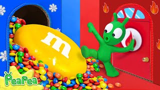 🥵 PeaPea Enters Giant Hot vs Cold Maze 🥶 Funny Adventures for Kids