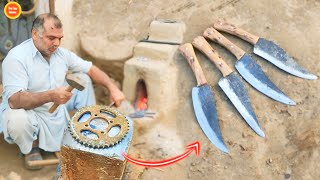 Amazing Process of making four Knives from an Bike Sprocket