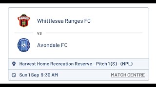 JBNPL  Vic Boys U14 Whittlesea Rangers FC vs Avondale FC