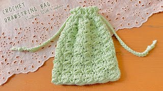 Easy Crochet Drawstring Bag | Minty Cardamom Drawstring Bag | Advanced Beginner Crochet Project
