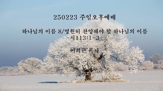 2025. 2. 23. 주일 오후 예배    /   시편 113:1~3  하나님 이름 8   - 영원히 찬양해야 할 하나님의 이름 -