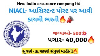 Niacl Recruitment 2024 🔥📣 Niacl Assistant vacancy | Sidhi Bharti Govt jobs | Graduate Jobs