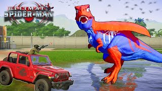 Tyrannosaurus Rex vs Pro 8 Superhero Dinosaurs Team l Legendary Battle in Jurassic World Evolution 2