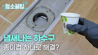 화장실 배수구 냄새 제거! 5분만에 해결해요.