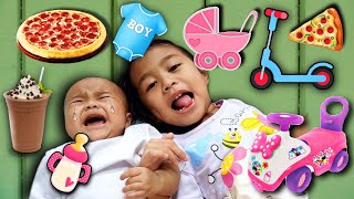 Nangis Kejer 💞 Seharian Jagain Dede Bayi Lucu Makan Pizza 💞 Mainan Anak Perempuan Naik Odong-odong
