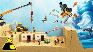 Tsunami Dam Breach Experiment - LEGO City Quarry - Wave Machine Destruction