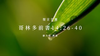 信友堂聖言甘露，2023年6月24日 哥林多前書14:26-40 廖大容傳道