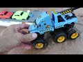 car toy videos construction trucks make road for car carrier monster truck tow truck