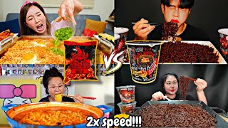 🔥 Devil of Fire Noodles vs. Ghost Pepper Noodles: 2X Speed Spicy Mukbang Challenge 🌶️