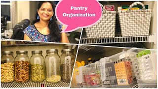 My Pantry organization |Indian kitchen Tour and Organization USA|Telugu vlogs from USA |Kitchen Tour