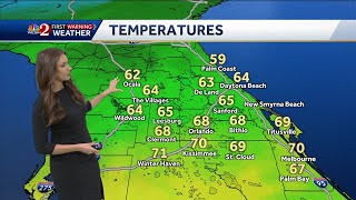 Cooler air moving into Central Florida as clouds clear