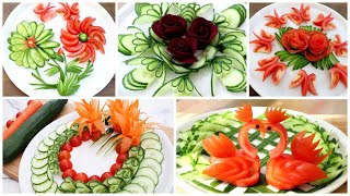 Top 5 Super Salad Decorations Ideas - Cucumber,Tomato,Carrot,Red beet Carving Garnish