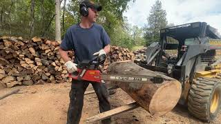 PORTED MAKITA 6100 \u0026 STIHL MS460 BUCKING FIREWOOD