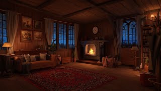 Gentle Rain & Thunder Sounds | Warm Fireplace | Cozy Cabin Ambience