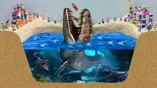 LEGO Dam Breach - Flood Disaster Due Battle Crocodiles, Dinosaurs and Sea Monsters