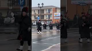 Newark FD Pipes And Drums In Pouring Rain