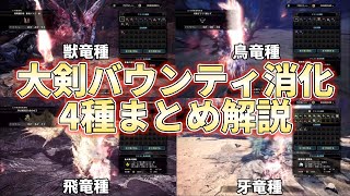 【アイスボーン】各種族別のオススメ大剣バウンティ消化4選まとめ紹介！装備紹介＆実戦解説