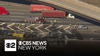 Truck goes up in flames, causing heavy delays on NJ Turnpike