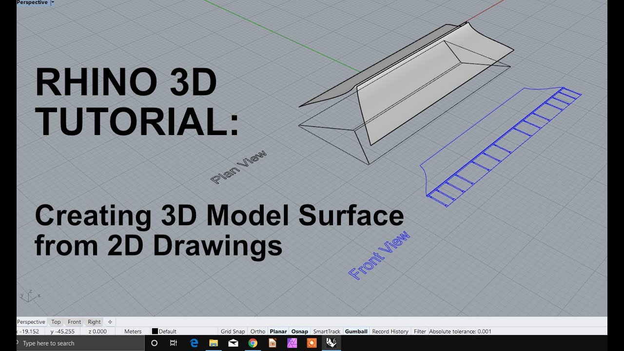 Rhino 3d Tutorial 3d Model From 2d Drawings Youtube