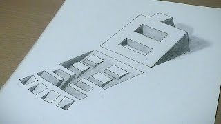 【トリックアート】黒が沈んで白が起き上がる　3D drawing