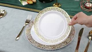 WDF Elegant Gold Plastic Plates