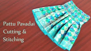 One year girl baby pattu pavadai cutting and stitching methods