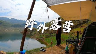 【Solo camp】带上你的装备，一起来湖边露营喝茶吧，这是一个宁静而美丽的地方【半面男】