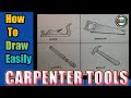 How to draw carpenter tools | carpenter tools drawing | carpenter tools for kids