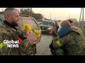 Kherson villagers cheer, give flowers as Ukrainian soldiers arrive after Russian withdrawal