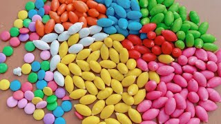 Satisfying ASMR l Magic  Rainbow Kinetic Sand M&M's & Skittles Candy Mixing Cutting  #1