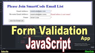 HTML Form Validation In JavaScript | JavaScript Project For Students | #SmartCode
