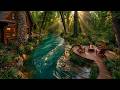 This Summer Morning Feels Extra Peaceful 🌿 Forest Cabin, Birds Chirping & Fire Pit Ambience