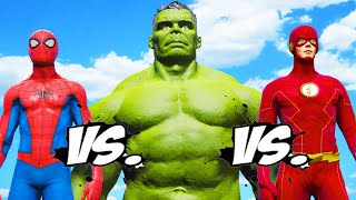 SPIDERMAN vs BIG HULK vs THE FLASH - Epic Superheroes Battle