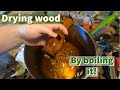 How to easily dry wood for woodturning - by boiling it in salt water