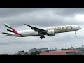 emirates boeing 777 landing warsaw chopin airport 14.08.2022 4k hdr