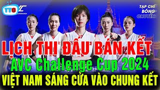 🛑Trực tiếp Lịch thi đấu bán kết, BXH bóng chuyền nữ AVC Challenge Cup 2024 đầy kịch tính sắp tới