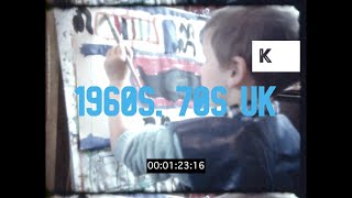 1960s, 1970s UK Primary School, Arts and Crafts, Painting, Tea Party, 16mm