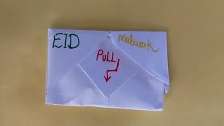 White Paper Eid Mubarak Card / No Glue /No Scissors /And No Tape Envelope Card For Eid🌙