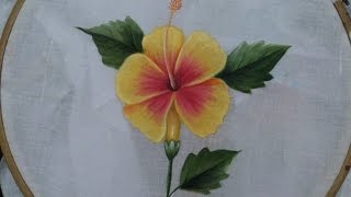 #Fabric painting #Hibiscus flower painting on sarees, dresses, bedsheets, and cushion covers.